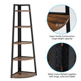 Tribesigns 70-Inch Rustic 5-Tier Corner Shelf - Industrial Ladder Bookshelf and Plant Stand for Home and Office Tribesigns