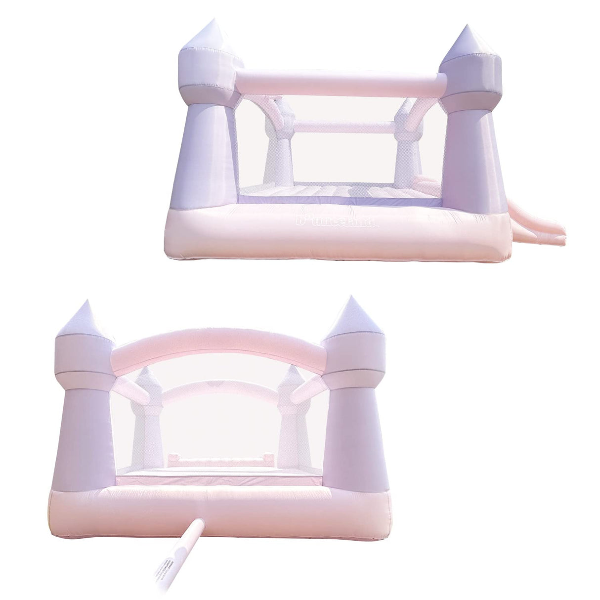 Bounceland Party Castle DayDreamer Cotton Candy Bounce House, 16.4 ft L x 13.1 ft W x 9.3 ft H, Basketball Hoop, UL Blower included, Trendy Pastel Color, Fun Slide & Bounce Area, Castle Theme for Kids Bounceland