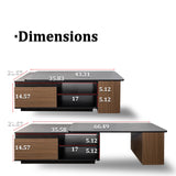JOYSOURCE Extendable Coffee Table 48-66'' Rectangle with Drawers Storage Shelf Adjustable Coffee Table (Black/Walnut) JOYSOURCE
