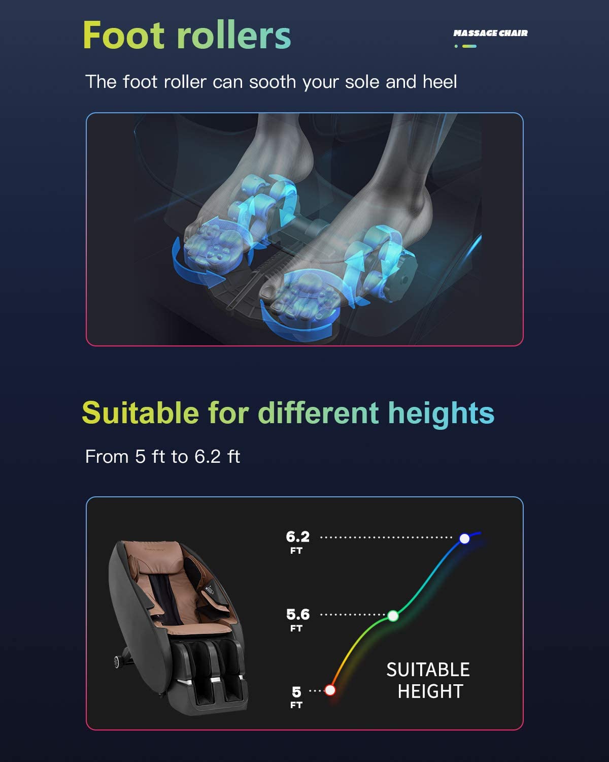 BestMassage Shiatsu Massage Chairs Full Body and Recliner Zero Gravity Massage Chair Electric with Built-in Heart Foot Roller Air Massage Easy to Move for Home Office,Black BestMassage