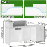 Nykto Reception Desk with Counter, Front Desk Receptionist, Counter display counters with Lockable Drawer & Cabinet & Keyboard Tray Cable Grommet, Retail Checkout for Office (White, L-63*23.6*39.3in) Generic