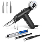 Soldering Iron Kit, 80W 110V Automatic Soldering Gun with Ceramic Heater, 8-in-1 Fast Heating Soldering Kit Includes Iron Tips, Solder Wire, Desoldering Pump, Tweezers for Repairs and DIY Aucanla