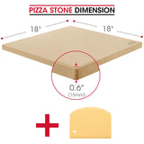 Unicook Extra Large Pizza Stone 18 Inch, Square Baking Stone for Oven and Grill, Heavy Duty Bread Pizza Pan, Durable Thermal Shock Resistant Cooking Stone Unicook