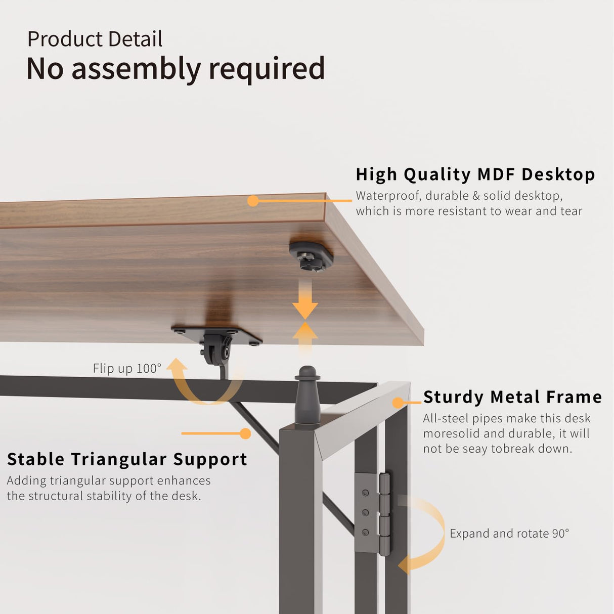 alawooder Folding Desk 40 Inch - Small Foldable Desk for Small Space Minimalist, Space Saving Collapsible Compact Desk Portable Table for Craft, Writing, Study and Work (No Assembly Required) alawooder