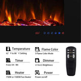 Masarflame 72" Recessed Electric Fireplace Insert, 5 Flame Settings, Log Set or Crystal Options, Temperature Control by Touch Panel & Remote, 750/ 1500W Heater Masarflame