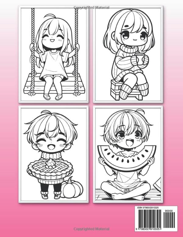 Anime Coloring Book for Kids, Teens & Adults: Super Chibi Kawaii Boys and Girls - Beautiful, Bold and Cute Anime Designs (Anime & Manga) Majosta