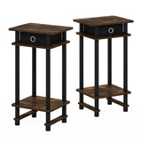 Furinno Turn-N-Tube Tall End Side Night Stand/Bedside Table with Bin Drawer, 2-Pack, Amber Pine/Black/Black Furinno