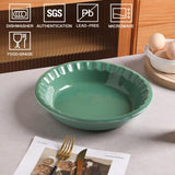Sweejar Ceramic 10.4 Inches Pie Pan for Baking, Deep and Fluted Porcelain Round Pie Dish, Non-Stick Pie Plate for Pumpkin Pie, Apple Pie, Pie Pots with Morden Farmhouse Design (Green) Sweejar