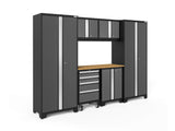 NewAge Products Garage Storage Cabinets Steel Bold Series 7 Piece Sets Includes Bamboo Worktop, Multi-Use lockers, Wall, Base and Rolling Tool Cabinets, Gray, 50421 NewAge Products Inc.