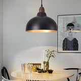 Set of 2 Pcs 11.8" Black Dome Pendant Light, Farmhouse Modern Black and Wood Hanging Pendant Lights Kitchen Island, Vintage Pendant Light Large Dome Chandelier for Kitchen Island, Dining Room Ziqqeelam