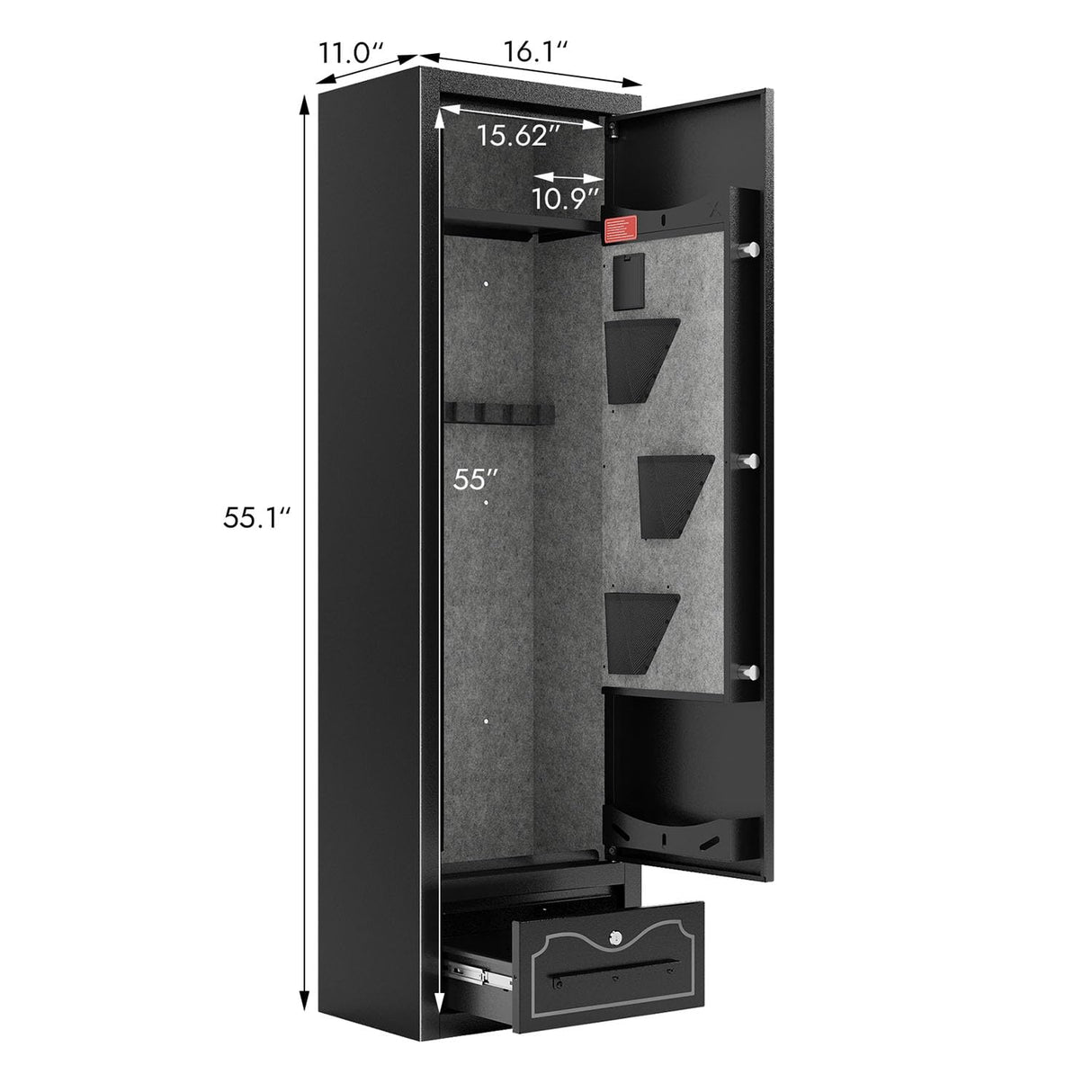 8 Gun Safe for Rifles Pistols Shotguns | Large Capacity Steel Security Cabinet | Digital Lock Quick Access | Removable Shelf & Racks | 48" Long Home Garage Storage Gareinwuds