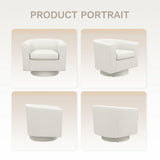 COLAMY Upholstered Swivel Barrel Accent Chair with Ottoman, Modern Single Sofa Lounge Armchair Club Chair with Storage Space for Living Room Bedroom Office, Beige COLAMY