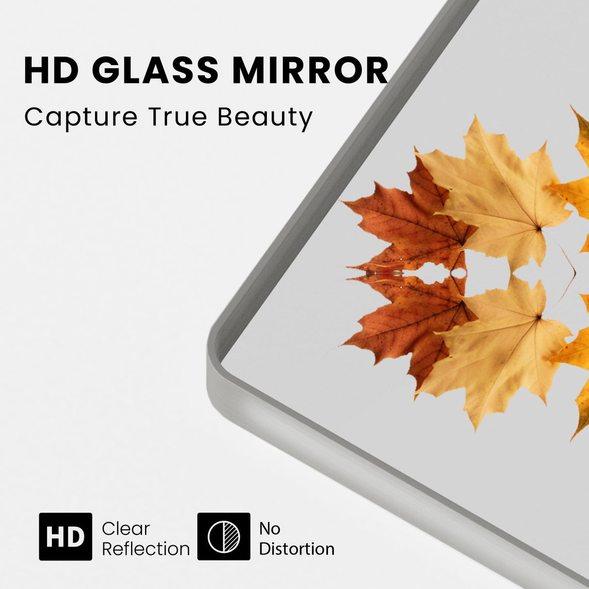 JISOSO Brushed Nickel Bathroom Mirror, 50x30 Inch Silver Metal Frame Mirror Wall Mounted, Rounded Rectangle Bathroom Vanity Mirror, Tempered Glass, Anti-Rust, Horizontal/Vertical JISOSO