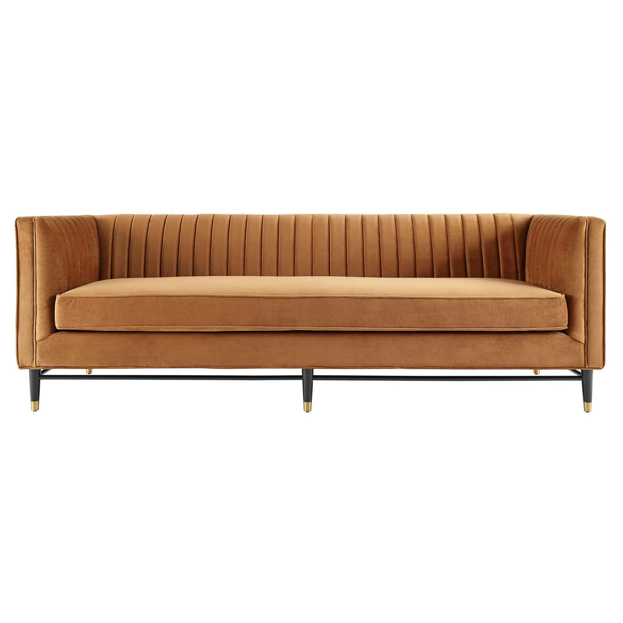 Modway Devote Channel Tufted Performance Velvet, Sofa, Cognac Modway