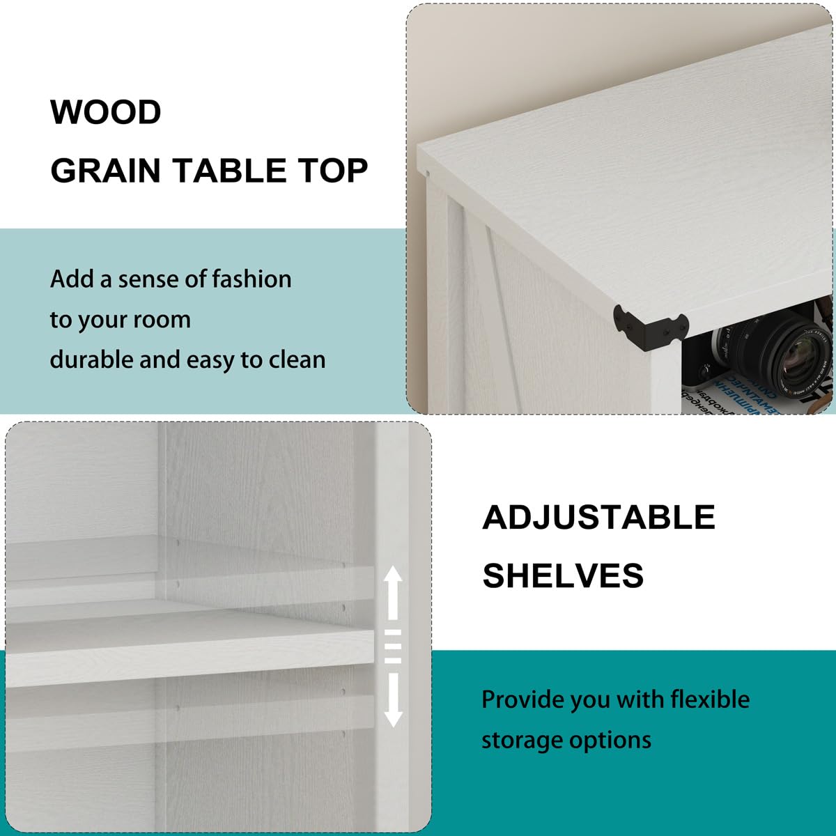 BON AUGURE White Bookcase, 3 Shelf Bookshelf, Farmhouse Wooden Book Cases/Shelves, Small Open Storage Book Shelves for Home School Library Office Bedroom Kids (White Oak) BON AUGURE