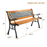 Giantex 50'' Patio Bench, Outdoor Furniture Cast Iron Hardwood Frame Porch Loveseat, Weather Proof Porch Path Chair for 2 Person Outside Bench Giantex