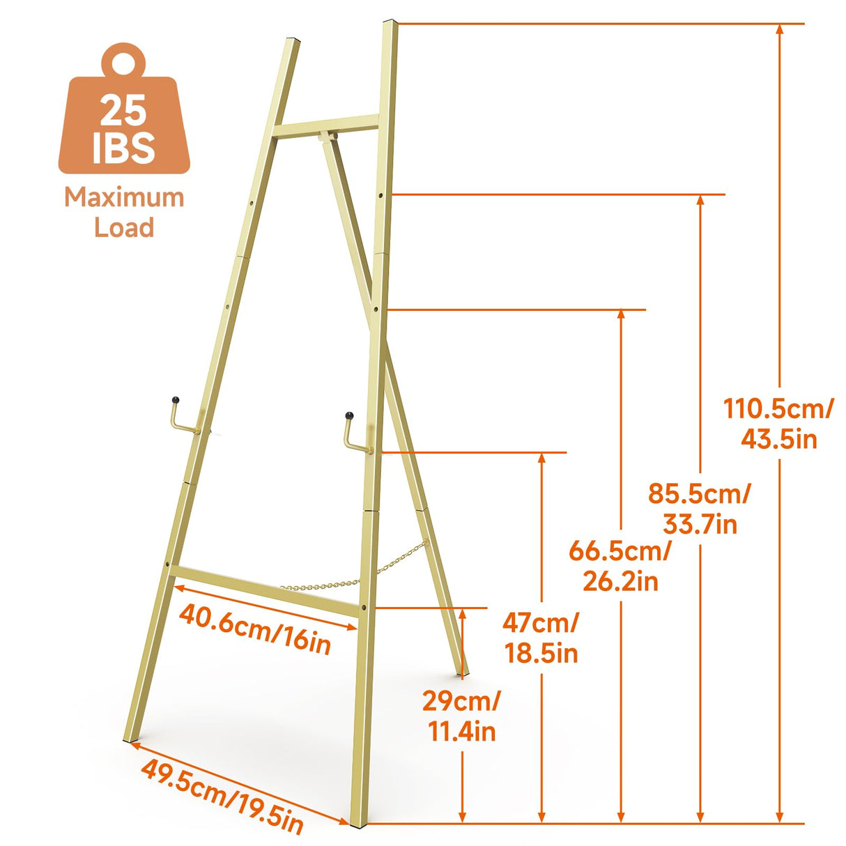 Gold Easel Stand for Sign, Heavy Duty Metal Display Easel with Adjustable Chain, 4-Tier Height Art Easel for Painting, Wedding Sign, Posters & Commercial Display 1 YACONA