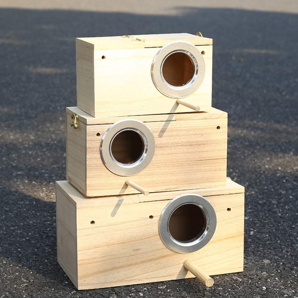 YJJKJ Pet Wood Parakeet Nest Box Bird House Breeding Nesting Bird Cage Box for Lovebirds Cockatiel Parrotlets