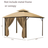 AONEAR Gazebo Privacy Curtain with Zipper Side Wall Universal Replacement for 10' x 10' Gazebo, Patio, Outdoor Canopy, Garden and Backyard, Khaki (1-Panel Curtain Only) aonear