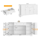 HITHOS 54" Buffet Cabinet with Storage, Modern Kitchen Buffet Sideboard with Drawer, Wood Coffee Bar Cabinet with Adjustable Shelves, Kitchen Storage Cabinet for Dining Room, Living Room, White HITHOS