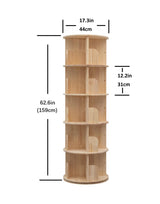 Heehee Wooden Rotating Bookshelf 360 Display Floor Standing Bookcase Storage Rack for Kids&Adults Multi-Functional Bookshelf Organizer (5-Tier) Heehee