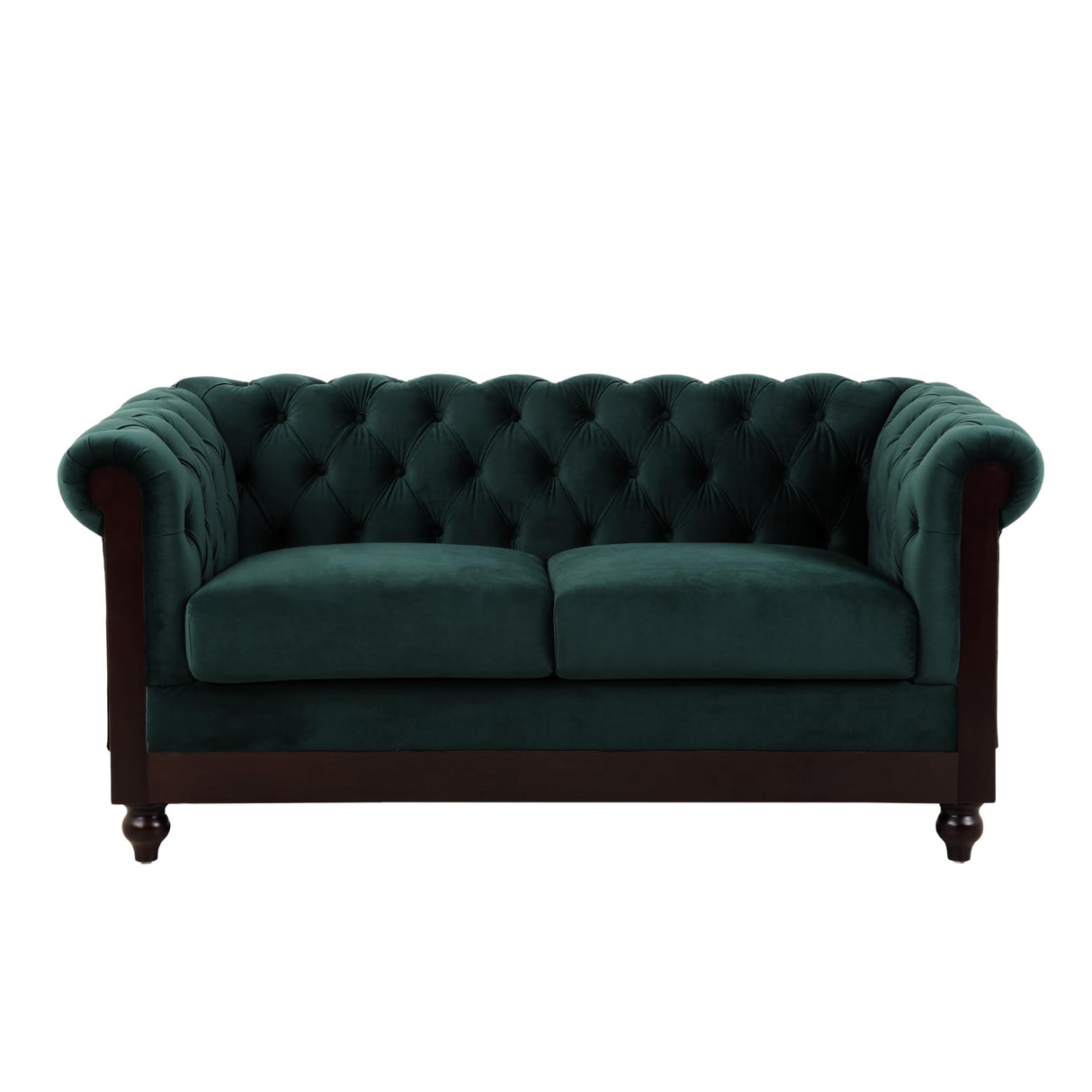 Merax Velvet Chesterfield Sofa, Retro Style Upholstered 3 Seater Leather Couch Rolled Arm for Living Room Bedroom Office, Dark Green Merax