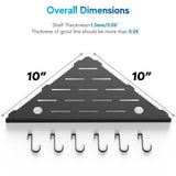 SZWQILIN Corner Shower Shelves, 10" Matte Black 304 Stainless Steel Recessed Shelf for Bathroom，Grout in Shelf with Hooks for Tiled Wall 2 Pack (Black) SZWQILIN