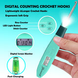 Yarniss 18 Size Counting Crochet Hooks with Light, Digital Counter Crochet Hooks Set with Case (2.0mm~14.0mm) Yarniss