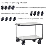 Heavy Duty 8 Inch Caster Wheels Set of 4 Industrial Swivel Locking Casters with Brake 3200 Lbs Load Capacity Rubber Wheels for Cart, Furniture, Workbench Outdoor Black Castors, Includes Bolts & Screws TOO TCO