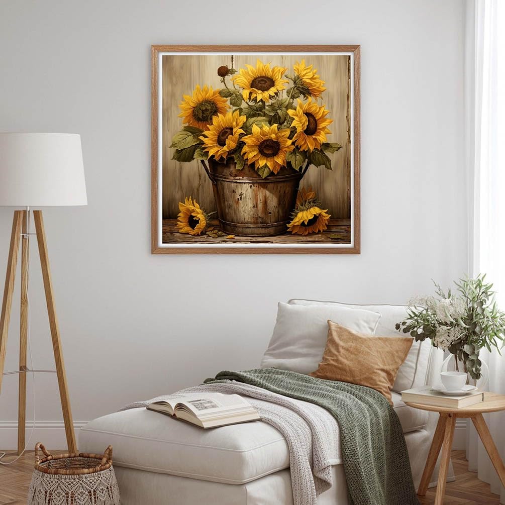 MOMDEDP Sunflowers Diamond Painting Kits for Adults,5D Sunflower Flowers Diamond Art Kits for Beginners,DIY Full Drill Diamond Gem Art with Painting Kits for Home Wall Decor 12 x 12 Inch MOMDEDP