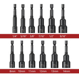 PANOVOS 12Pcs Magnetic Nut Driver Set,Impact Power Hex Nut Driver Drill Bit Master Kit, SAE & Metric, 1/4-Inch Quick-Change| Cr-V Steel PANOVOS