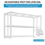 VOWNER 55-75 Gallon Fish Tank Stand - Metal Aquarium Stand, 48.4" x 14.9" x 29.5" Heavy Duty Reptile Tank Stand, Adjustable 2-Tier Fish Tank Rack Shelf for Home Office, Tank not Included, White VOWNER