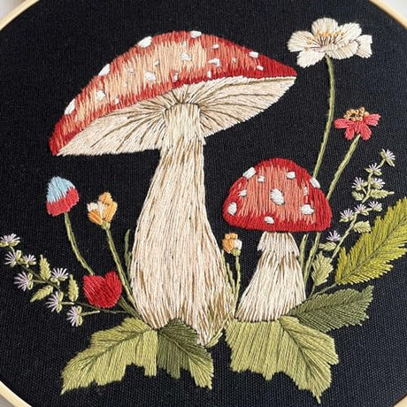 Myfelicity 3 Sets Mushroom Embroidery kit, Adult Beginner DIY Needle kit,Art Craft Handy Sewing Set Myfelicity