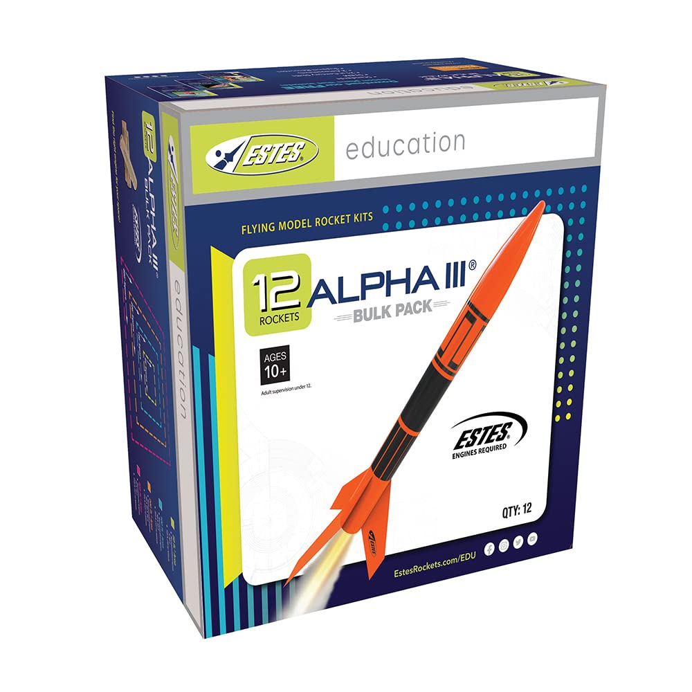 Estes-1751 Alpha III Rocket Bulk Pack (Pack of 12), 12.3 in. (31.1 cm) Estes