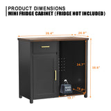 GDLF Coffee Bar with Mini Fridge Space, Mini Fridge Cabinet Stand，Liquor Wine Cabinet for Dorm, Kitchen or Office, 39.4" W X 20.9" D Tabletop GDLF