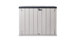 Toomax Stora Way All Weather Outdoor XL Horizontal Storage Shed Cabinet for Trash Can, Garden Tools, and Yard Equipment, Taupe Gray and Anthracite Toomax