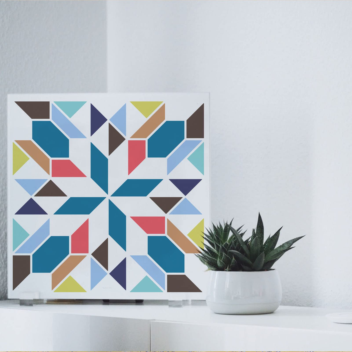 FINGERINSPIRE Barn Quilt Stencil 11.8x11.8inch Reusable Kaleidoscope Quilt Block Diamond Pattern Stencil for Painting on Patio, Floor Tile, Wall, Fabric, Home Decoration FINGERINSPIRE