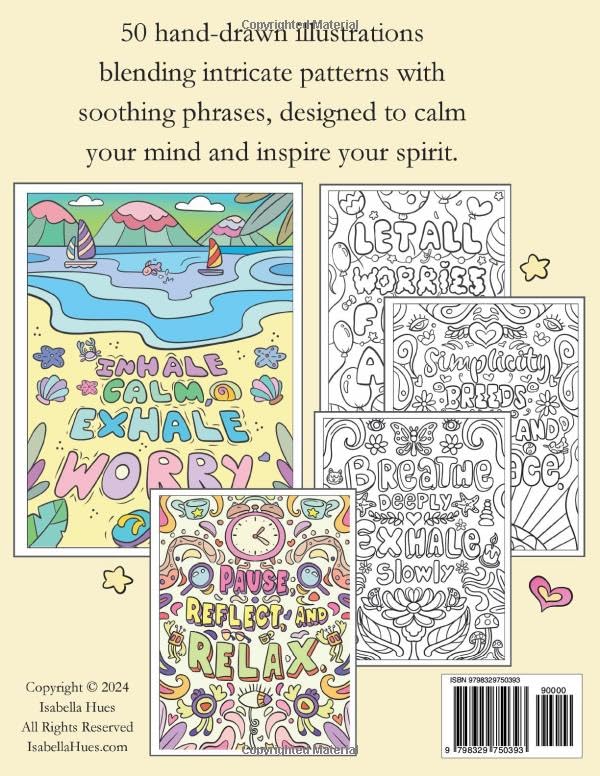 Relaxing Coloring Book for Adults - Stress Relief and Anxiety Relief - Hand-Drawn Patterns With Calming Quotes