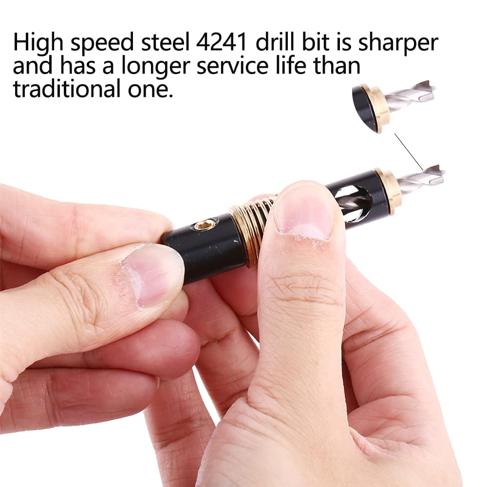 Watris Veiyi Self Centering Hinge Drill, Centering Bits, Hex Shank Center Drill Bit Set, Center Hole Bit, Door Window Cabinet Centering Drill Bits Hinge Opening Tool(5mm&1/4") Watris Veiyi