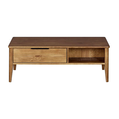 MUSEHOMEINC California Mid-Century Solid Wood Rectangle Coffee Table with Storage Drawer for Living Room/Cocktail Height Design, Honey Brown Finish - WoodArtSupply