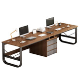 Extra Long Computer Desk,2 Person Desk With Drawers,double Workstation Desk For Home Office,large Wood Computer Desk Writing Table,modern Home Office Desk 78.7 Inch(200x50x73cm(79x20x29inch), Walnut) SUZEPER