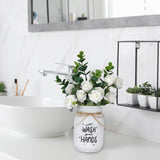 XunYee Farmhouse Bathroom Decor Wash Your Hands Sign Mason Jar with Flowers 16.9 oz White Mason Jar Centerpiece Table Rustic Decor for Restroom Bathroom Shelf Bridal Shower Kitchen XunYee
