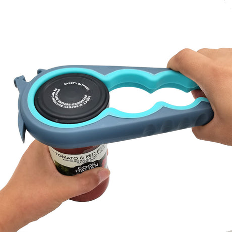 Otstar Jar Opener Bottle Opener and Can Opener for Weak hands, Seniors with Arthritis and Anyone with Low Strength, Mutil Jar Opener Get Lids Off Easily (Blue and Grey) Otstar