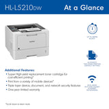 Brother HL-L5210DW Business Monochrome Laser Printer with Duplex Printing, Versatile Paper Handling, Wireless and Gigabit Ethernet Networking, and Mobile Printing Brother