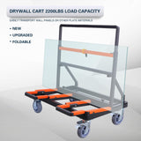 Upgrade Folding Drywall Cart Heavy Duty,Drywall Dolly Load 2200 lbs Capacity,Panel Cart with Extended Large Deck,Panel Dolly Handling Plywood Sheetrock Glass and Windows Service Cart YANGTZE