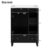 Harper & Bright Designs 24" Bathroom Vanity with Sink, Free Standing Single Basin Vanity Set with Two Drawers and One Door, Modern Solid Wood Bathroom Cabinet with Ceramic Basin for Bathroom, Black Harper & Bright Designs