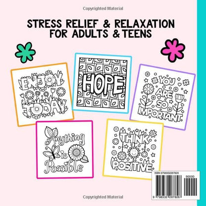 Motivational Coloring Book Bold and Easy Inspirational Quotes: Stress Relief and Relaxation for Adults and Teens (Simple Coloring Books)