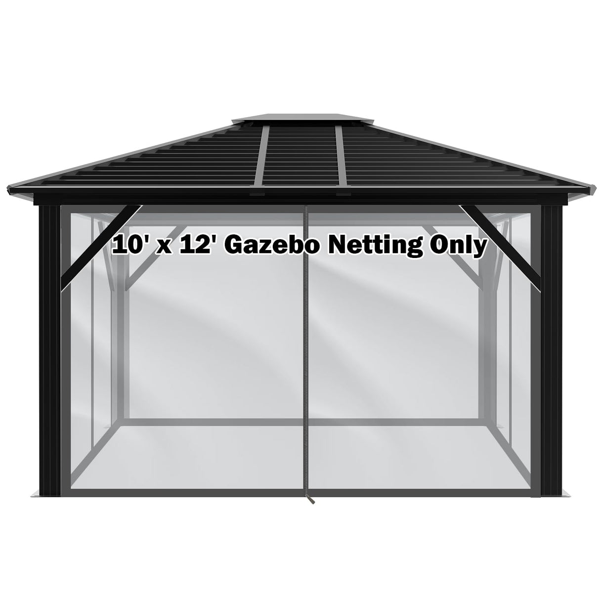GARTOO 10' x 12' Hardtop Gazebo Netting Part - Outdoor Metal Hard Top Patio Gazebo Canopy Screens Walls with Zipper, Breathable Mesh (Netting Only) GARTOO
