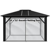 GARTOO 10' x 12' Hardtop Gazebo Netting Part - Outdoor Metal Hard Top Patio Gazebo Canopy Screens Walls with Zipper, Breathable Mesh (Netting Only) GARTOO