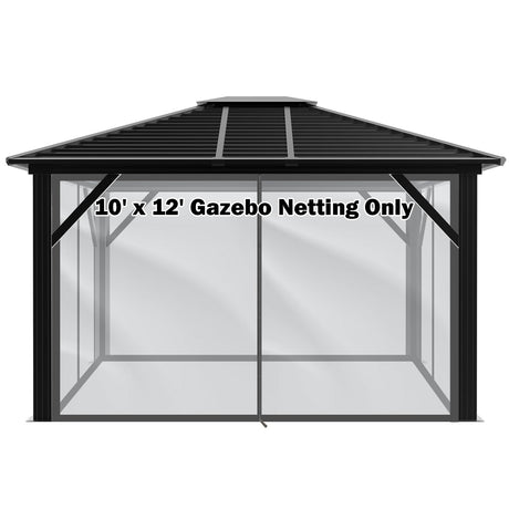 GARTOO 10' x 12' Hardtop Gazebo Netting Part - Outdoor Metal Hard Top Patio Gazebo Canopy Screens Walls with Zipper, Breathable Mesh (Netting Only) GARTOO